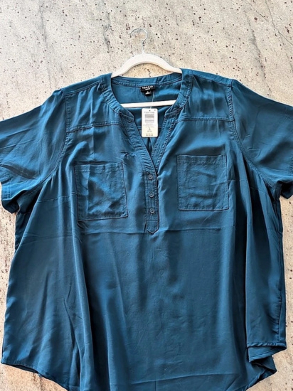 Torrid Harper Challis Short Sleeve Blouse Legion Blue (Teal) Size 3X NWT
